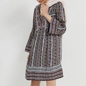 Anthropologie Maeve Jenna‎ Beaded and Embroidered Boho Gypsy Mini Dress Sz XS